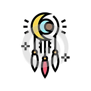 dreamcatcher boho color icon vector illustration