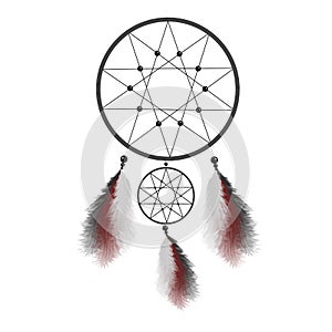 Dreamcatcher with feathers. Native American Indian talisman vector illustration