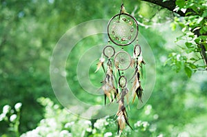 Dreamcatcher, spiritual folk american native indian amulet. Shaman