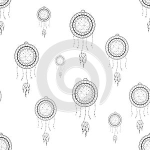 Dreamcatcher is then decorated with sacred items such as feathers and beads.Dream catcher seamless parren vector