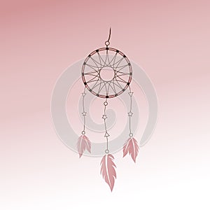 Dreamcatcher. Vector illustration of a dreamcatcher with threads and beads