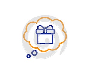 Dreaming of Gift line icon. Present box sign. Vector