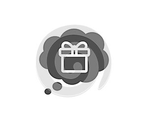 Dreaming of Gift simple icon. Present box sign.