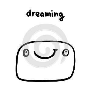 Dreaming hand drawn vector illustration in cartoon doodle style face expressive emotion man