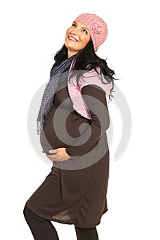 Dreaming happy pregnant woman