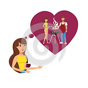 Dreaming about Romantic Weekend Flat Illustration