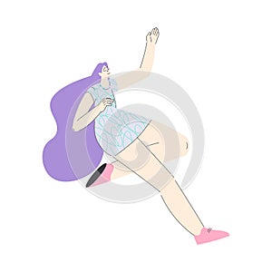 Dreaming Woman Character Flying Having Fancy Imagination Vector Illustration