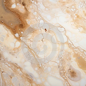 Dreamlike Abstraction: White And Brown Marble With Ethereal Biomorphism