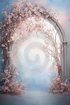 Dreamlike Archway Framed by Cherry Blossoms