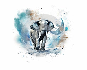 dreamlike background with elephant . Hand Drawn Style illustration