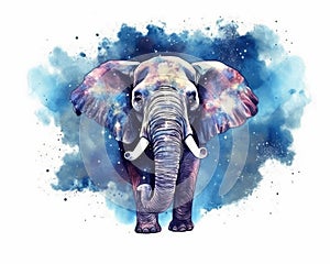 dreamlike background with elephant . Hand Drawn Style illustration