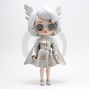 Dreamlike Blythe Doll With Silver Hair And Glasses