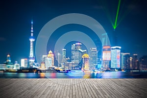 Dreamlike city background of shanghai skyline photo