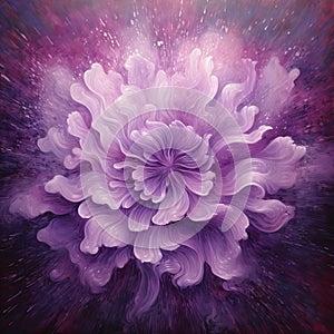 Dreamlike Illustration Of A Purple Flower In A Swirling Vortex
