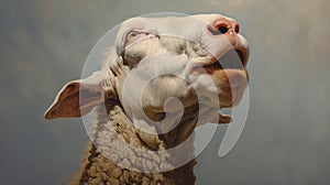 Dreamlike Illustration Of A Scary Sheep With Exaggerated Expression