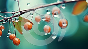 Dreamlike Imagery Of Rain Drops On Tree Branches photo