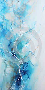Dreamlike Installations: Acrylic Painting Abstract With Blue And White Veins