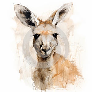 Dreamlike Kangaroo Illustration With Strong Facial Expression