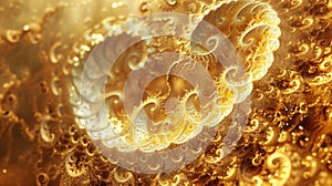 A dreamlike portrayal of golden whirlpools and whirls creating a sense of infinite depth and complexity photo