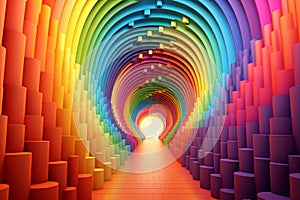 Dreamlike Rainbow tunnel. Generate Ai