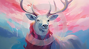 Dreamlike Realism Vibrant Colorscape Of A Baroque Deer