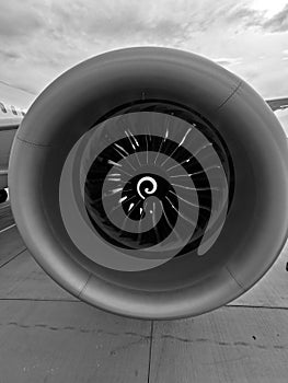 Dreamliner engine 787 on the runway