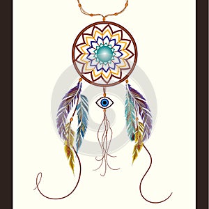 Dreams catcher with an amulet against the evil eye.