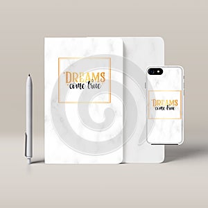 Dreams come true. christmas branding phone case, notepad, card