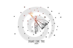 Dreams come true concept. Hand drawn isolated vector