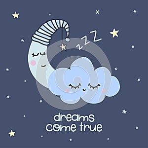 Dreams come true - cute moon decoration.