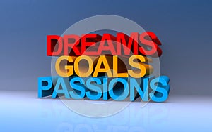 dreams goals passions on blue