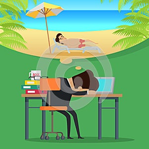 Dreams of vacation Vector Concept in Flat Design