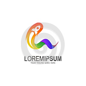 Rocket logo and letter w logo ,