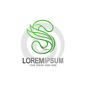 ,logo s with the appearance of lines and leaves