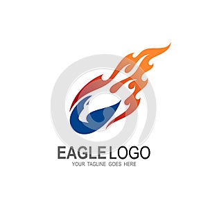 Fire eagle logo design illustration, Eagle comet logos