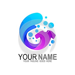 Laundry Logo Template Design Vector, 3d style Emblem