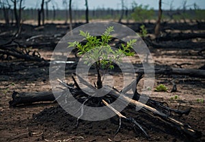 Resilience Rising: Birth of a Sapling After Forest Devastation