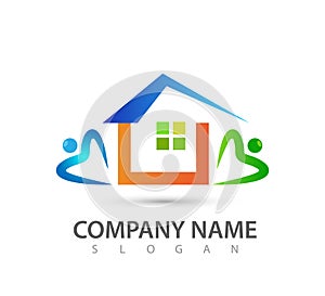 People logo, Real estate and home buildings green concept logo icons template. Real, logo, template.