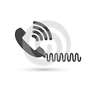 Phone vector icon vector flat style logo. Handset with shadow illustration. Easy editing of illustration. Smartphone, contact.