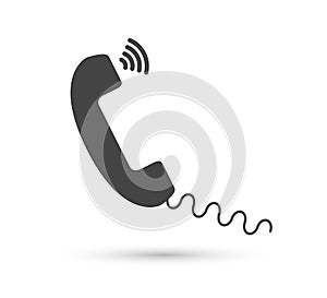 Phone vector icon vector flat style logo. Handset with shadow illustration. Easy editing of illustration. Smartphone, contact.