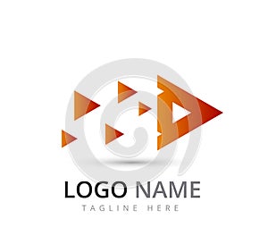 Play button new trendy red icon.