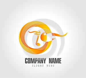 Icon of musical burning note circle logo. Fire and symbol of music - Vector illustration