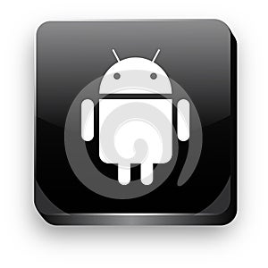 Android Logo 3d black shine button.