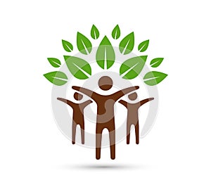 Green Tree care people team icon Logo. Tree Care Logo Colorful Spirit Man Body Symbol Design Illustration.