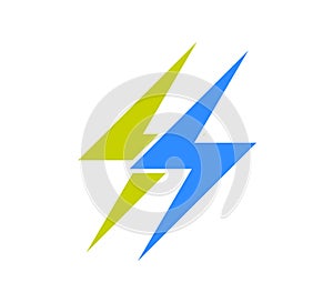 Power lightning logo vector icon. Vector thunder bolt symbol.