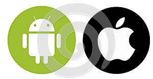 Android and Apple logos.