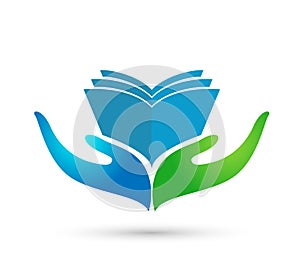 Book in hands logo template vector icon