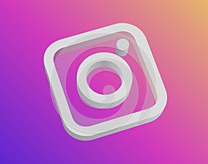 Instagram Logo 3d Minimal Simple Design Template. Copy Space 3D