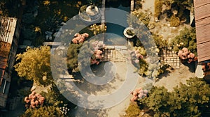 Dreamy Aerial Garden Shots: Muted Colorscape Mastery And Romantic Compositions