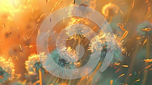 Dreamy and airy digital illustrations inspired by the magical and fleeting journey of dandelion seeds. photo